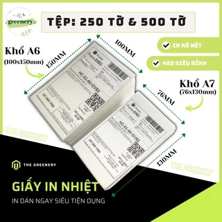 Giấy In Nhiệt A6(100x150mm) và A7(76x130mm) Dạng Tệp 250 Tờ/ 500 Tờ In Tự Dính - In Đơn Shopee TMĐT