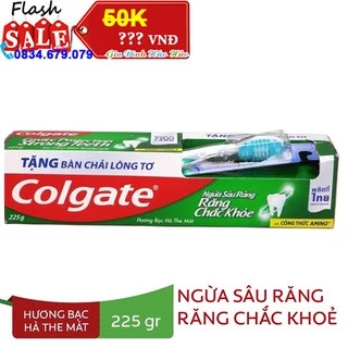 Kem đánh răng Colgate ngừa sâu răng răng chắc khỏe - Tuýp 225g - Tặng kèm bàn chải lông tơ cao cấp Thái Lan