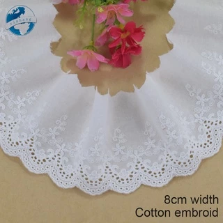 8cm Rộng 100% cotton Ren Cạnh Thêu Ren diy trims mini Đầm Ren Ruy Băng Quần Áo Phụ Kiện 4245