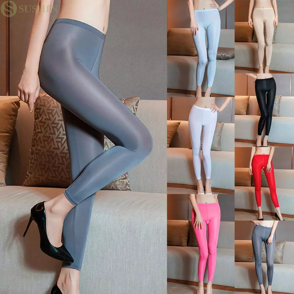 Quần legging siêu mỏng xuyên thấu màu bóng quyến rũ cho nữ