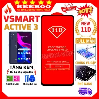 Kính Cường Lực Vsmart Active 3 - Siêu chuẩn mới - Full màn hình 11D và trong suốt - Độ cứng 9H [Free Ship 50K]