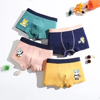 SMY Quần lót boxer vải cotton mềm thoáng khí in họa tiết hoạt hình dễ thương cho bé trai 3-12 tuổi