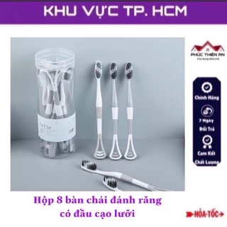 Hộp 8 bàn chải đánh răng có đầu cạo lưỡi