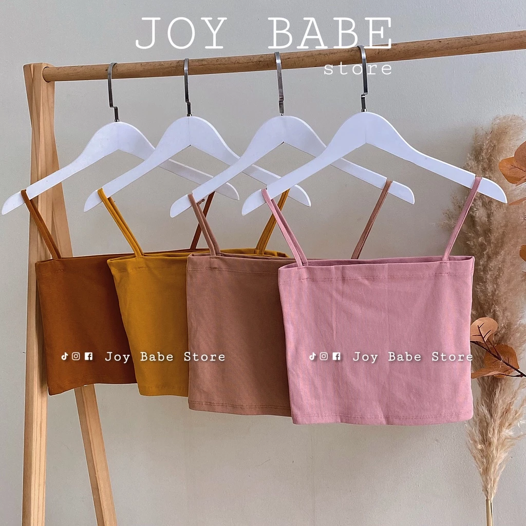 Áo 2 dây croptop kiểu basic JOY BABE 🧡 thun xịn hack dáng, áo hai dây nữ trơn form ôm body màu trắng đen nude CROH1 -C