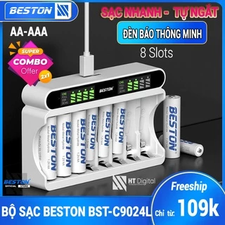 Bộ Sạc 8 pin AA AAA Beston C9024L,có tính năng sạc nhanh,tự ngắt khi đầy, đèn LED báo thông minh, dùng cho micro ,remote