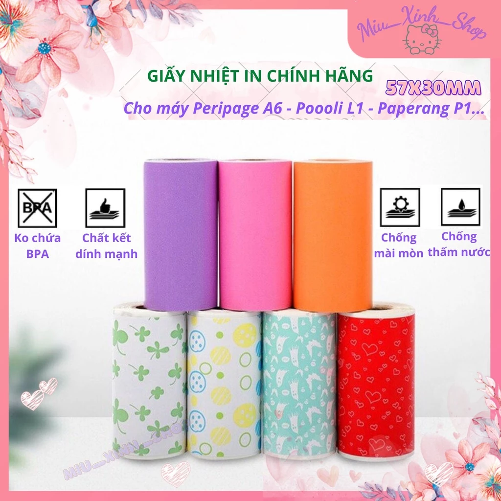 ❤Chính hãng❤ Tất cả giấy in nhiệt đặc biệt dễ thương ❤ KT 57x30mm ❤ cho máy in Peripage A6, poooli L1, L2, Phomemo T02