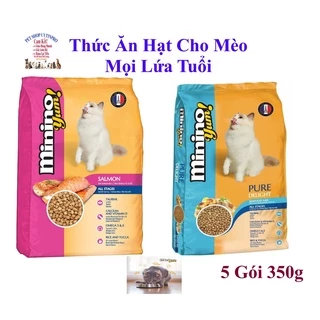 Combo 5 Gói Thức ăn hạt cho Mèo mọi lứa tuổi Minino Yum 350g Thương hiệu Pháp Bổ sung dinh dưỡng hoàn chỉnh cho Mèo