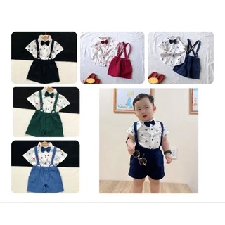 Bộ yếm vest gile bé trai đầy tháng thôi nôi công tử 5-12kg họa tiết Mickey