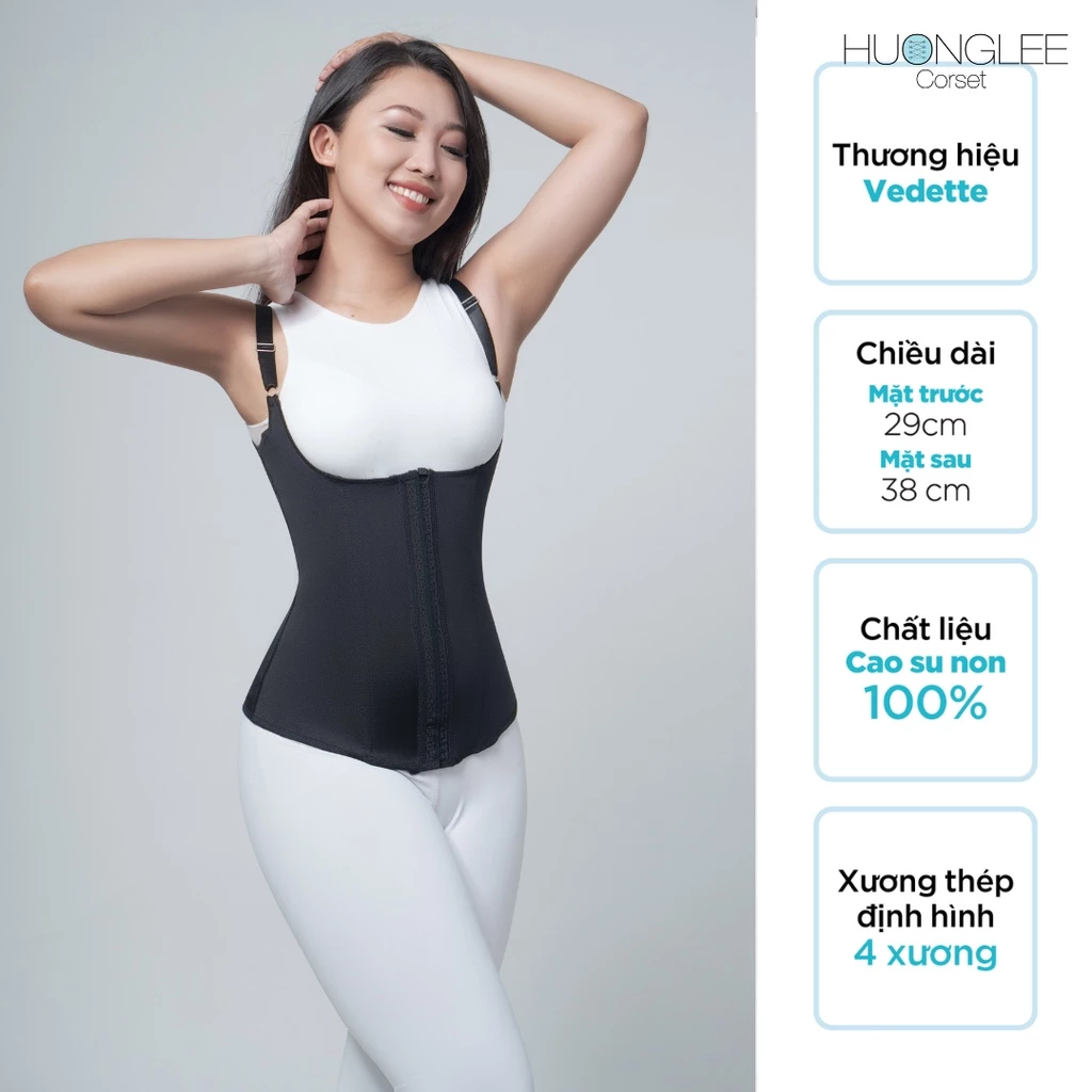 [HUONGLEE Corset] Đai Gen Nịt Bụng Giảm Eo - Mỡ Lưng Latex Gile Vedette 100 Chuẩn Chính Hãng Colombia 4 Xương Thép Dẻo