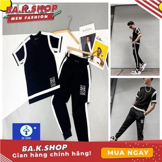 Bộ thể thao nam 3K SHOP  Đồ bộ nam cao cấp thời trang thu đông áo cộc quần dài ,chất liệu cotton 100% thoáng mát