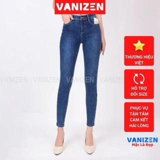 Quần jean nữ lưng cao màu Xanh đá co giãn tốt ⚡️ Quần bò ôm cạp cao basic VANIZEN Shop mã 419