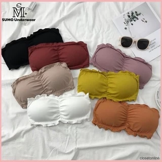 Áo bra quây nhún chất cotton tăm mịn, ôm ngực, gợi cảm. Áo ngực không dây. Free size dưới 60kg. Kèm ảnh và video thật