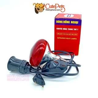 Bóng đèn sưởi hồng ngoại R80 75w Có phụ kiện điều chỉnh nhiệt dành cho cho chó mèo đẻ - Đủ đồ chỉ việc dùng - Cutepets