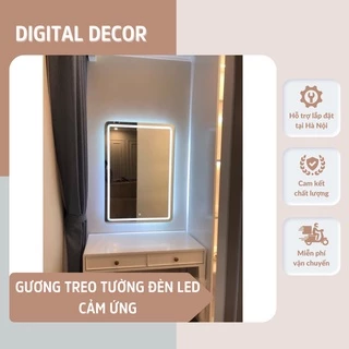 Gương Treo Tường Chữ Nhật Đèn Led Cảm Ứng Cao Cấp Decor Phòng Tắm Bàn Trang Điểm Kiểu Dọc