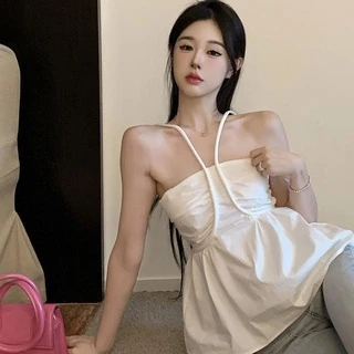 Áo hai dây Màu Sắc Đơn Giản Phong Cách Hàn Quốc Cho Nữ