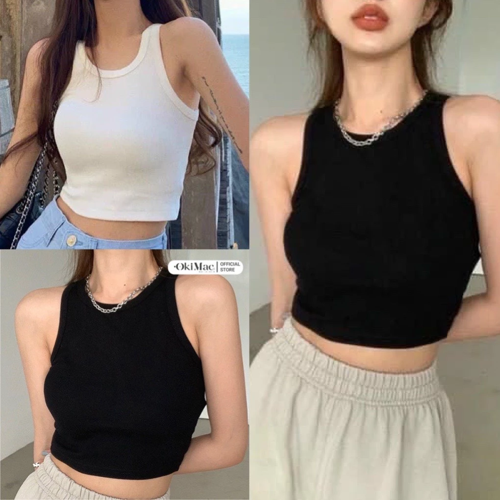 Áo Croptop Ba Lỗ Nữ NGƯỢC Trơn  Ôm Body Chất Tốt, Áo CRT Kiểu nữ ôm thun gân mềm mát hai màu trắng đen phong cách ulzzan