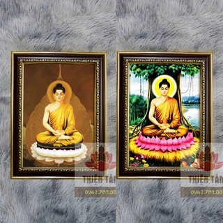 Tranh Phật Thích Ca size nhỏ 27x36cm bằng vải bóng khung composite xịn xò