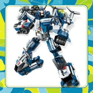 BỘ LEGO 6 IN 1 CẢNH SÁT ROBOT 1407 không gian xe cảnh sát,trực thăng,tàu chiến 594 mảnh