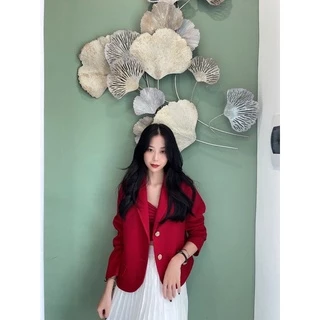 Áo Blazer dáng lửng dài tay màu Đỏ đô ĐĐ002