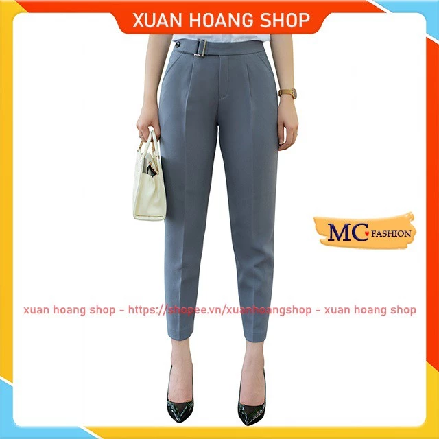 Quần Tây Nữ Lưng Cao Công Sở Kiểu Baggy Âu Đẹp Mc Fashion, Đen, Xanh Tím Than, Ghi Xám Tàn, Size Đủ, Vải Co Giãn Q0406