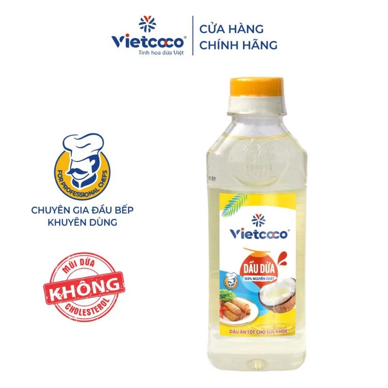 Dầu nấu ăn dừa Vietcoco 100% nguyên chất (250ml)