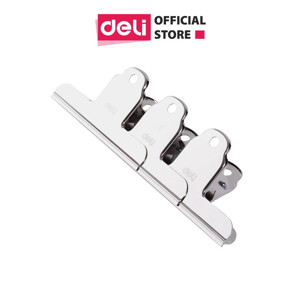 Kẹp kim loại 102mm Deli, Bạc - 3 chiếc/túi - 9532