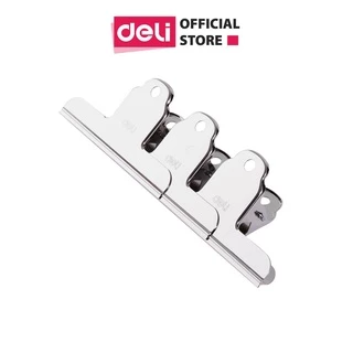 Kẹp kim loại 102mm Deli, Bạc - 3 chiếc/túi - 9532