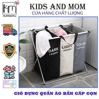 Giỏ đựng quần áo giặt nhiều ngăn phân loại quần áo, Túi đựng quần áo bẩn khung nhôm WORLD KIDS AND MOM