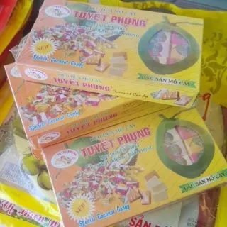 Kẹo Dừa Tuyết Phụng Cơm Sầu Riêng Đậu Phộng Đặc Biệt -Hộp 500G ( gói giấy từng viên)