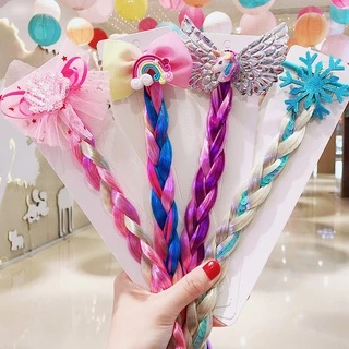 Dây buộc tóc KIDSBOWS co giãn trang trí nơ và bím tóc giả nhiều màu sắc tùy chọn xinh xắn dành cho bé gái