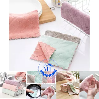 Khăn Lau Bát Đĩa Sợi Cotton Thấm Hút Nước - Khăn Lau Bếp Lau Tay Đa Năng 2 Mặt Dày Dặn