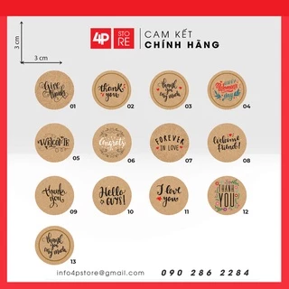 [SẴN] 50 NHÃN DECAL KRAFT TRÒN 3.5CM THANK YOU