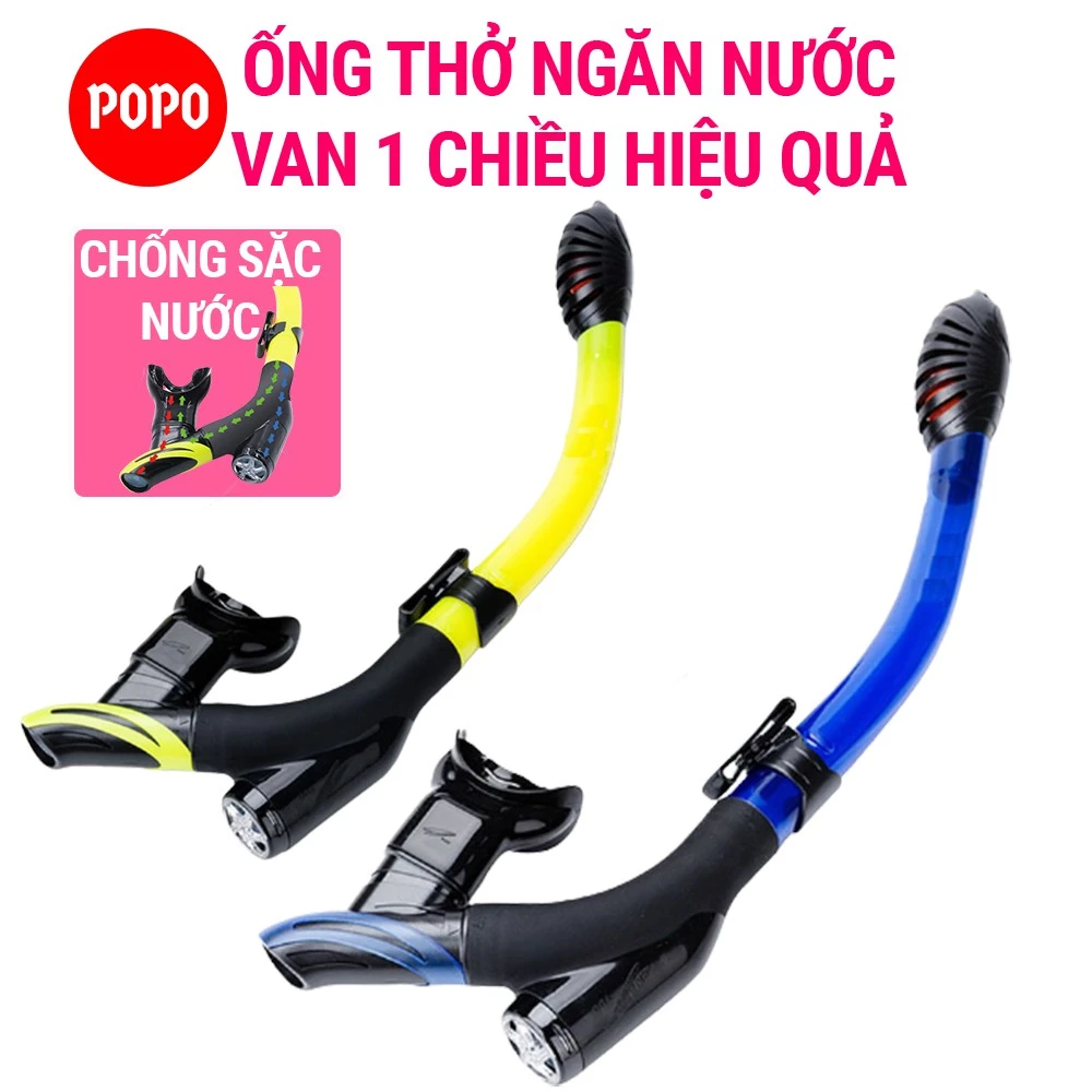 Ống thở lặn biển POPO Tube-Tuo với 2 van chống sặc, ngăn nước