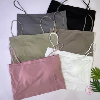 Áo bra 2 dây cotton lụa dáng croptop có đệm mút, gam màu tây FreeSize 60kg