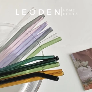 Ống hút thuỷ tinh 20 cm cong tái sử dụng nhiều lần màu sắc pastel - LEODEN Decor