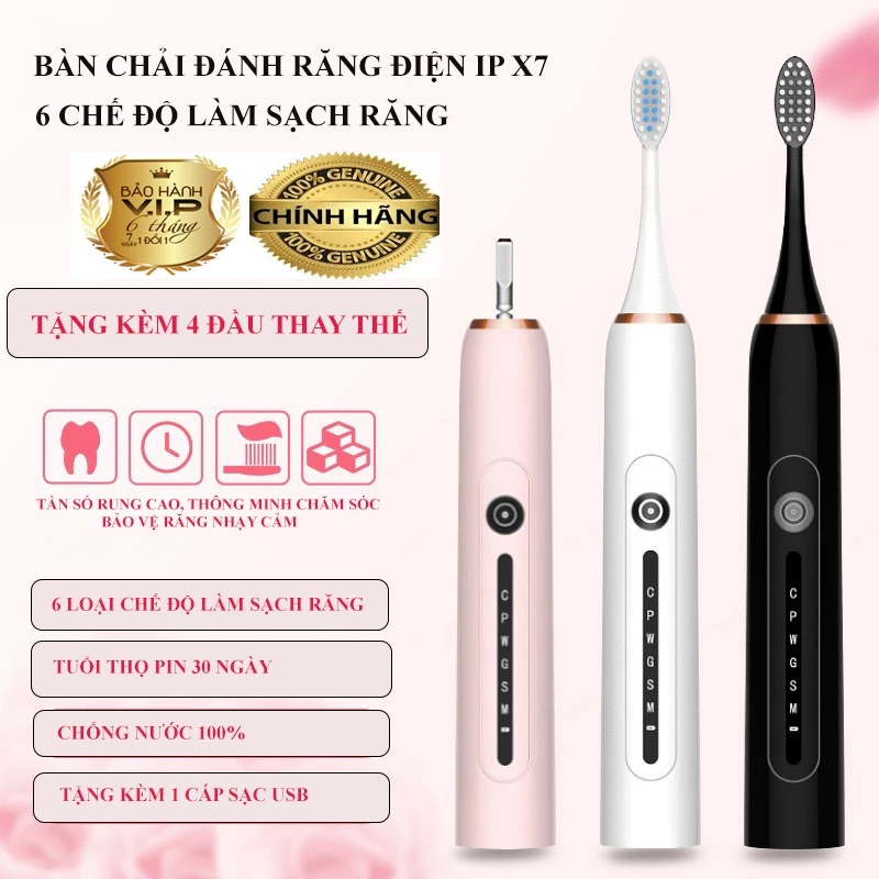 Bàn Chải Đánh Răng Điện SONIC X7 TOOTHBRUSH Chế Độ Sóng Âm Nhiều Chế Độ