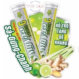 C sủi, Sủi MyVita Strong thành phần sả, gừng, chanh và các vitamin hỗ trợ tăng sức đề kháng, tuýp 20 viên