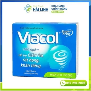 Kẹo ngậm ho không đường Viacol ⚡Tặng quà ⚡ Hộp 20 viên Giúp giảm ho, khản tiếng, viêm đường hô hấp