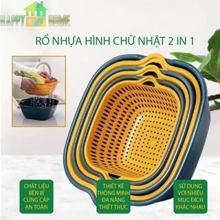 Rổ Nhựa Chữ Nhật Đựng Đồ Kèm Chậu