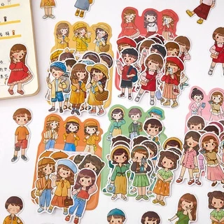 Set 20 miếng dán Sticker Cô gái chàng trai đáng yêu