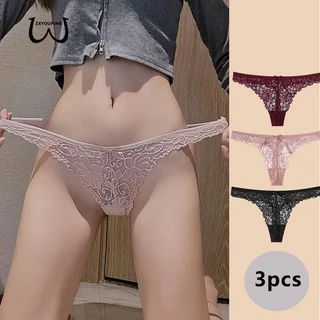 Zxyouping 3 Chiếc Nữ Ren Liền Mạch Thông Ren Trong Suốt Cutout Quần Lót Gợi Cảm Rỗng Ra Gợi Cảm Dây G Thêu Hoa Quần Lót Eo Thấp Quần Lót M-XL