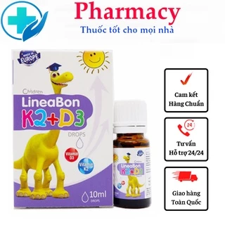 Vitamin D3 K2 MK7 Lineabon Drops cho bé tăng hấp thu Canxi, chắc khỏe xương, răng (Dùng được cho trẻ sơ sinh) Có Tem phụ