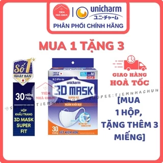 🔥[CHÍNH HÃNG] Khẩu trang Unicharm 3D Mask Super Fit hộp 30 miếng size M ngăn khói bụi 🔥