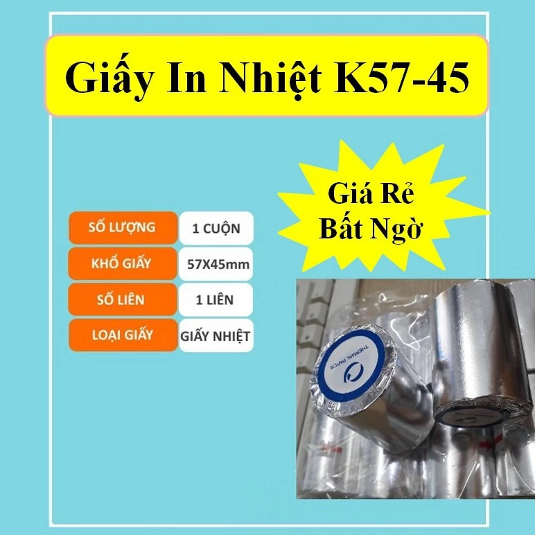 [Chính Hãng] Giấy In Nhiệt K57 (57mm x 45mm) In Bill/ Hóa Đơn Tính Tiền Oji 1 cuộn 57x45 mm