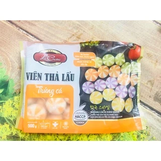 viên thả lẩu xiên que nhân trứng Lacusina màu cam 500gr