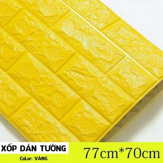 Xốp dán tường vàng giả gạch 3D loại dày 5mm kích thước 70cm x 77cm