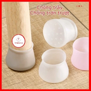 Bọc chân ghế silicon dẻo chống trơn trượt bảo vệ sàn nhà tránh gây tiếng ồn khi di chuyển bàn ghế màu trắng hồng