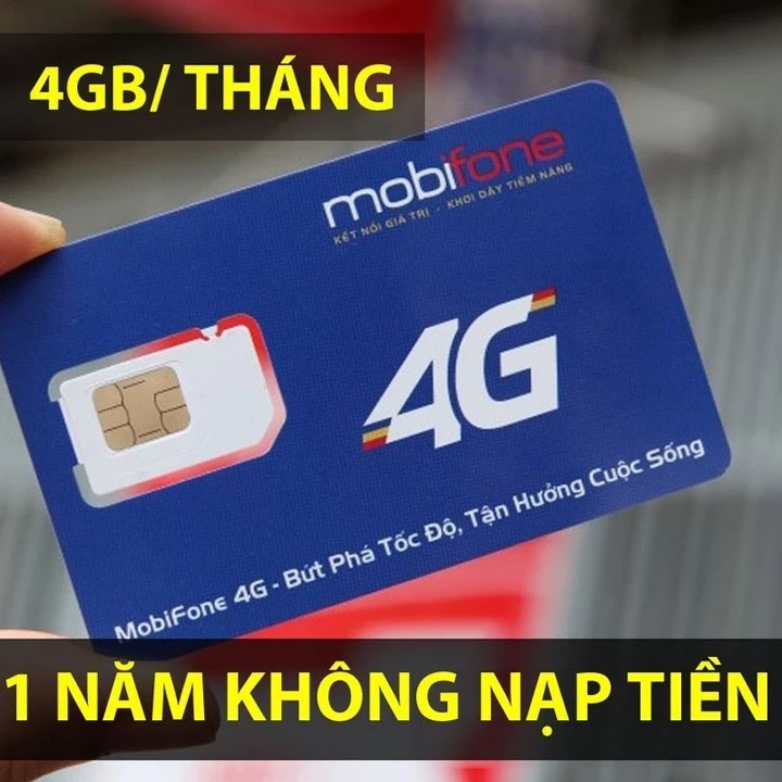 FULL 12 THÁNG. Sim 4G Mobi 1 năm- 4Gb/tháng - trọn gói 1 năm không phải nạp tiền