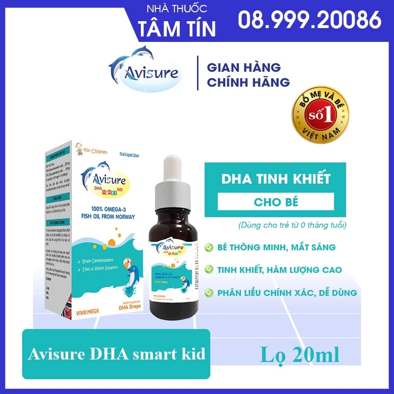 Avisure DHA smart kid DHA tinh khiết cho trẻ dạng nhỏ giọt 20ml