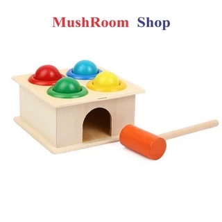 Đồ Chơi MushRoom Shop - Hộp Đập Bóng Gỗ Tròn Nhiều Màu Sắc Cho Bé